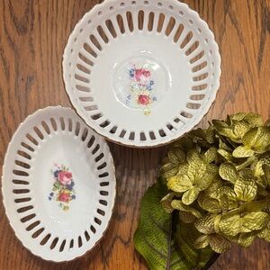 White Floral Porcelain Decorative Bowls